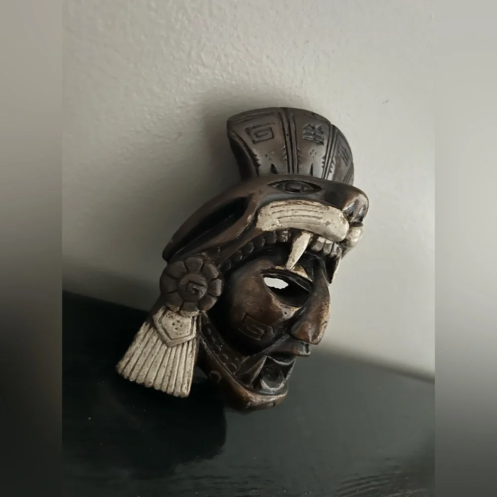 Authentic Mayan Aztec Warrior Mask artifact carved stone from Mexico rare EUC - Picture 5 of 9